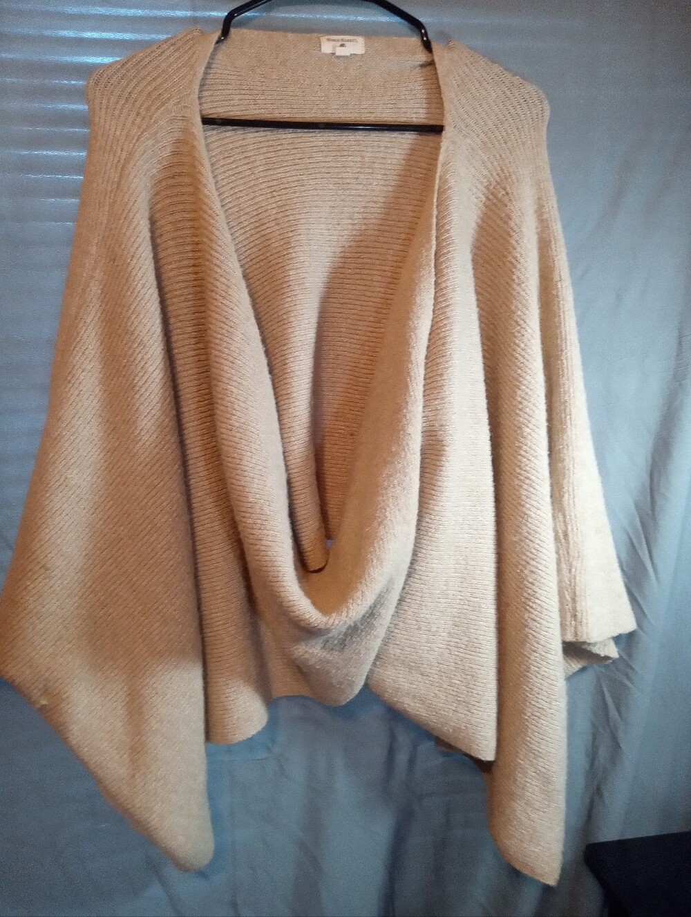 World Market Cozy Open-Front Twisted Poncho Sweater - Beige